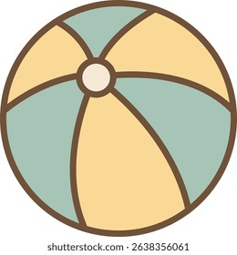 Retro Colored Beach Ball Flat Design Illustration