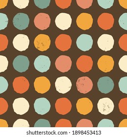 Retro colored dots with texture seamless repeat