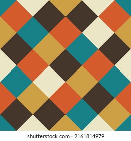Retro colored rhombuses. Seamless simple rhombus pattern. Vector.