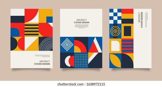 Retro Colorful Abstract Cover Template Design Set Vintage