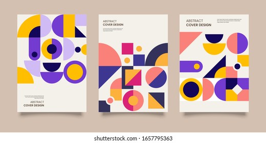 Retro Colorful Abstract Cover Template Design Set Vintage