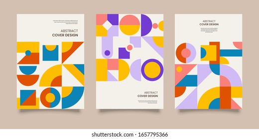 Retro Colorful Abstract Cover Template Design Set Vintage