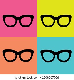 retro colorful background with eye glasses frames, vector 