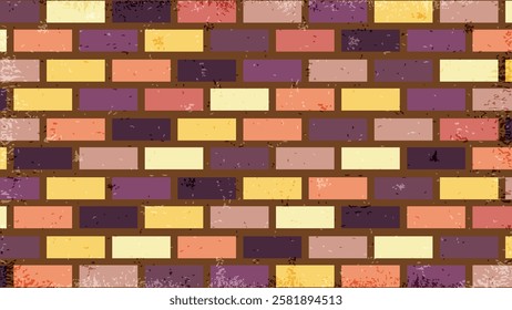 retro colorful brick wall background with grunge texture. Used for vintage decoration, advertising design, websites or publications, banners, posters and brochures.