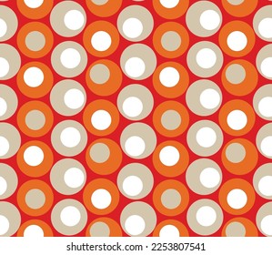 Retro Colorful Circles Psychedelic Geometric Minimal Seamless Pattern Trend Fashion Colors Vector Perfect for Allover Fabric Print or Wrapping Paper Orange Beige Tones