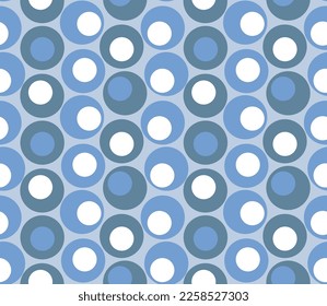 Retro Colorful Circles Psychedelic Geometric Minimal Seamless Pattern Trend Fashion Colors Vector Perfect for Allover Fabric Print or Wrapping Paper Sky Blue Tones