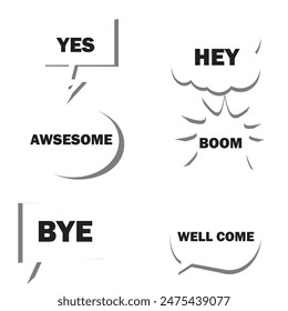 Retro colorful comic speech bubbles set. Comic Speech Chat Bubble Set on white and black background. vector illustration.