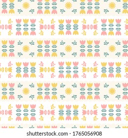 Vector de Colección de Flores Retro Colorido Ilustración Patrón sin inconvenientes