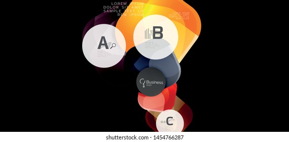 Retro colorful geometric background - circles on black, great design for any purposes. Creative minimal concept. Banner, poster template.