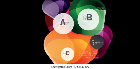 Retro colorful geometric background - circles on black, great design for any purposes. Creative minimal concept. Banner, poster template.