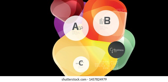 Retro colorful geometric background - circles on black, great design for any purposes. Creative minimal concept. Banner, poster template.