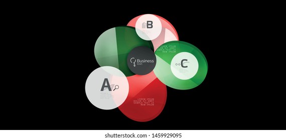 Retro colorful geometric background - circles on black, great design for any purposes. Creative minimal concept. Banner, poster template.