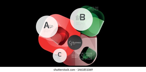 Retro colorful geometric background - circles on black, great design for any purposes. Creative minimal concept. Banner, poster template.