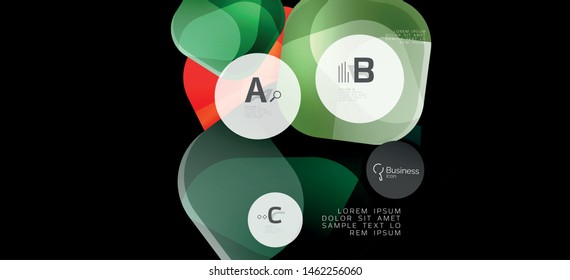 Retro colorful geometric background - circles on black, great design for any purposes. Creative minimal concept. Banner, poster template.