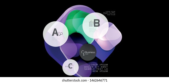 Retro colorful geometric background - circles on black, great design for any purposes. Creative minimal concept. Banner, poster template.