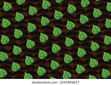 Retro colorful geometric seamless pattern background, vector abstract leaf lines art. Green leaf icon in flat style leaf icon set. nature icon