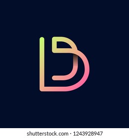 Retro colorful letter D vector