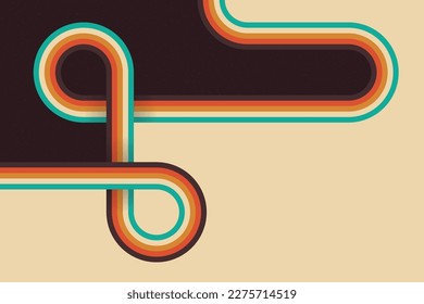 Retro colorful lines background illustration design. Abstract twisted stripes
