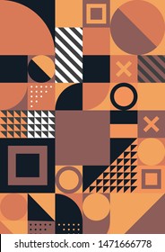Retro colorful mosaic poster design. Abstract geometric modern background. Minimalistic vector illustration.