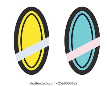 Retro colorful oval-shaped flat vector illustration 