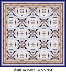 Retro colorful  pattern  in blue for textile and design. Home  decor, interior design, cloth design.