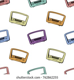 Retro colorful radio seamless pattern. Vector illustration