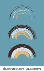 retro colorful rainbows isolated vector illustration set