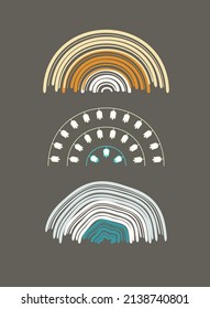 retro colorful rainbows isolated vector illustration set