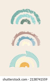 retro colorful rainbows isolated vector illustration set
