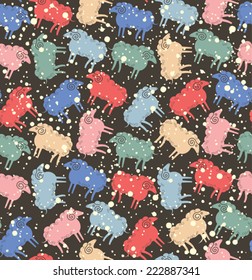 Retro colorful sheep. 