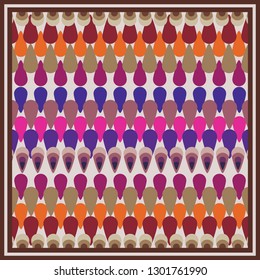 Retro colorful silk scarf pattern