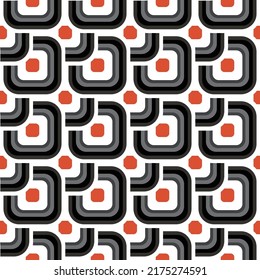 Retro Colorful Squares Abstract Seamless Pattern Trendy Fashion Colors Perfect for Allover Fabric Print or Wrapping Paper Minimalist Chic Concept Black Gray Red Tones