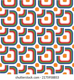 Retro Colorful Squares Abstract Seamless Pattern Trendy Fashion Colors Perfect for Allover Fabric Print or Wrapping Paper Minimalist Chic Concept Green Red Orange Tones