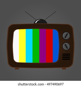 Retro colorful television with antenna. Vintage style. Isolated vector illustration.