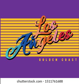 retro colorful text Los Angeles print