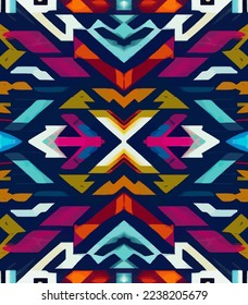 Retro colorful tribal Navajo vector seamless pattern. aztec fancy abstract geometric art print. ethnic hipster backdrop. Wallpaper, cloth design, fabric, paper, cover, textile design template.