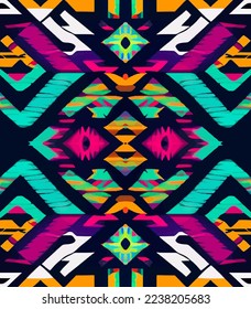 Retro colorful tribal Navajo vector seamless pattern. aztec fancy abstract geometric art print. ethnic hipster backdrop. Wallpaper, cloth design, fabric, paper, cover, textile design template.