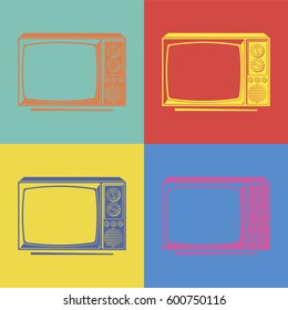 Retro Colorful TV vector illustration. Pop art style