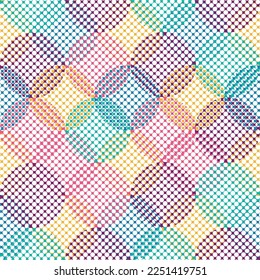 Retro Colors Abstract Background. Hand Drawn Tileable Geometric Dotted Grunge Repetitive Retro Wallpaper.