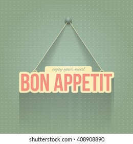Retro Colors Hanging Stylish Text "Bon Appetit and Enjoy your Meal"