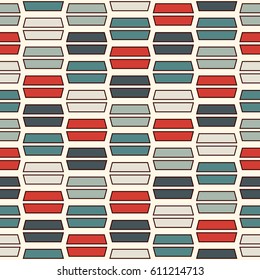 Retro colors horizontal lines background. Minimalist wallpaper. Seamless surface pattern with geometric ornament. Stripes motif. Modern style digital paper for textile print, page fill. Vector art
