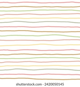 Retro colors horizontal stripes vector. Hand drawn doodle geometric abstract stripped background. pale modern color palette on white background