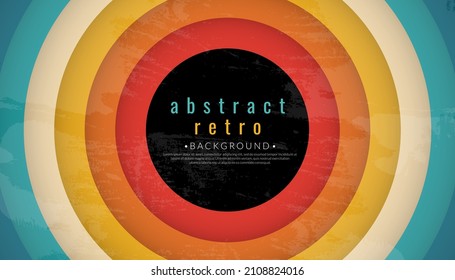 Retro colors line background abstract. Vintage 70s circle stripe colorful rainbow. Vector illustration. 1970s color wallpaper.