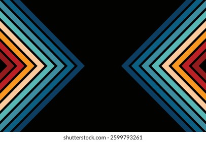 Retro colors line background abstract. Vintage 70s ribbon stripe colorful rainbow. Vector illustration. 1970s color wallpaper with some copy space