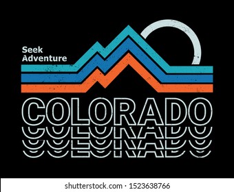 Retro Colors, Line Style Mountain Illustration, Vector Graphic For T Shirt And Other Uses.