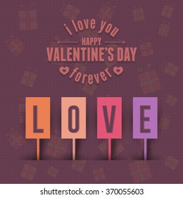 Retro Colors Love Text, Valentine's Day Background, Greeting Card