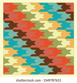 Retro colors and patterns. Houndstooth checkered fashion textile pattern. Vintage colored pattern background. 
retro colors and patterns