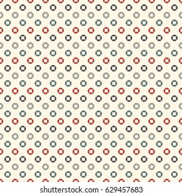 Retro colors seamless pattern with repeated circles. Bubble motif. Geometric abstract background. Modern style surface texture. Digital paper, textile print, page fill. Vector illustration