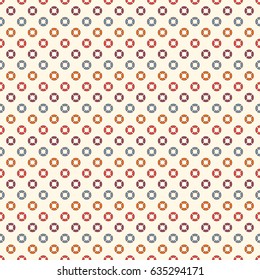 Retro colors seamless pattern with repeated circles. Bubble motif. Geometric abstract background. Modern style surface texture. Digital paper, textile print, page fill. Vector illustration