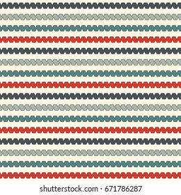 Retro colors seamless pattern with repeated curling ribbon lines. Horizontal wavy stripes wallpaper. Serpentine motif. Modern style surface texture. Digital paper, textile print, page fill. Vector art